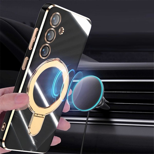 Samsung Galaxy S24 -puhelimen magneettinen suojakuori, langaton lataus, sotilastason pudotussuoja, PU-kuori S24-puhelimelle