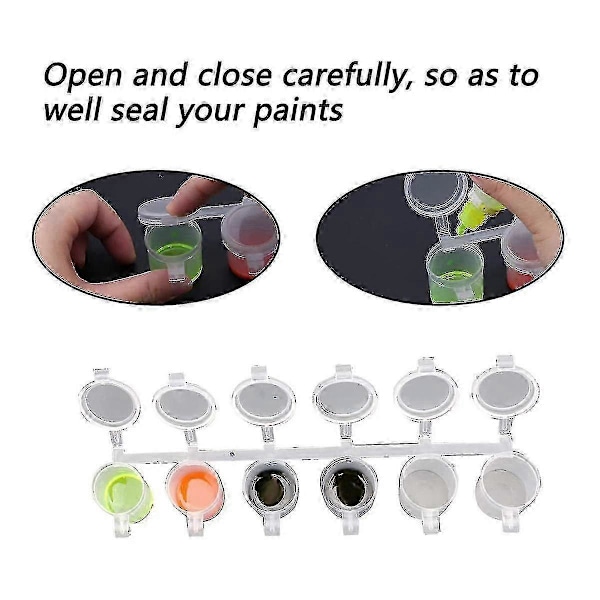 5 remsor 30 burkar Tomma färgstrips Färgkoppar, 10ml/0.35oz Mini Färgburkar Remsor Klar Plast