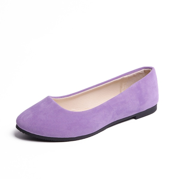 Enkeltsko med spiss hode flate lette dame flate sko for kvinner light purple 39
