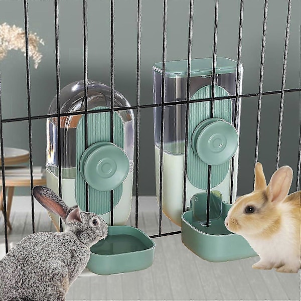 2-pakke automatisk kattefoderautomat, automatisk foder- og vandautomat til kæledyr, katte- og hundefoderautomat (grøn)