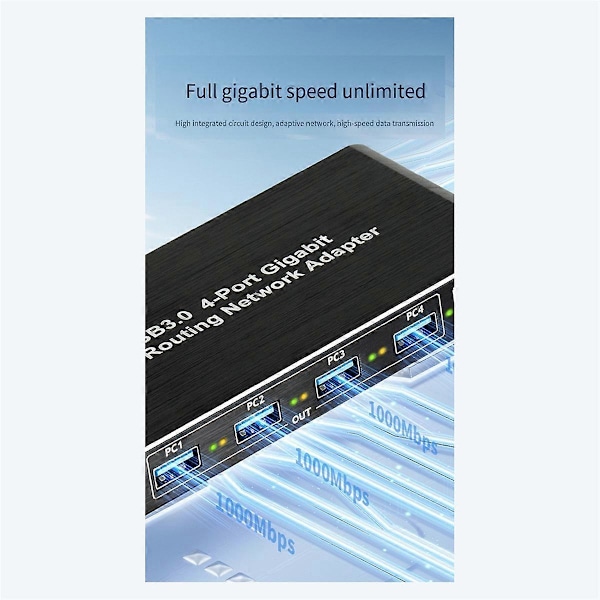 USB3.0 Gigabit Nettverksadapter Driverfri 4-Port Gigabit RJ45