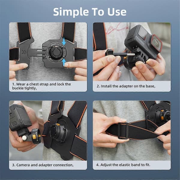 Bryststroppfeste for GoPro Hero Action Camera Sele Støtteholder