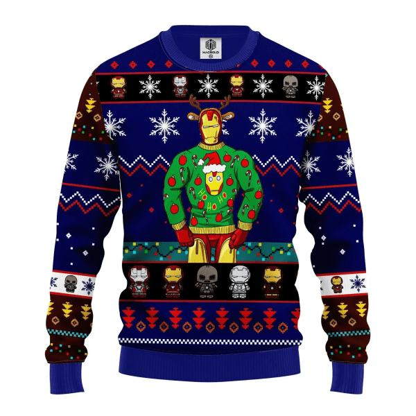 Merry Christmas Ugly Sweatshirt Iron Man Sweater 3D Print Mønster Tøj Top 2024 Ny Casual Efterår Vinter Mænd Kvinder Pullover style 1 XL