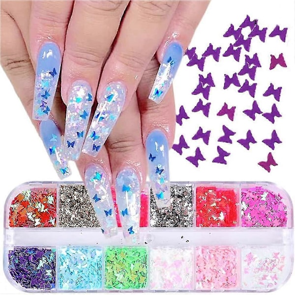 Fjäril Glitter Paljetter Holografisk Nagelkonst Dekoration 3d Nagelkonst Flakes Glittrande Fjärilar Klistermärken Dekaler För Diy Nagelkonst Design Ansikte Ögon Kropp