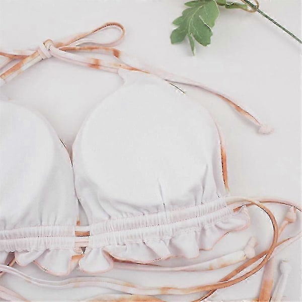 Halter Bikini Dame Tie Dye Trekant Bikini Sett Med Skjørt 3 Deler Badedrakt (XIATIAN)