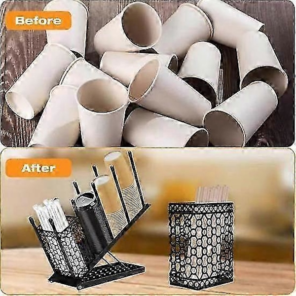 Kaffekopphållare Lockorganisatör med Sugrörshållare 4 Fack Kaffekoppsdoserare Justerbar Kaffe