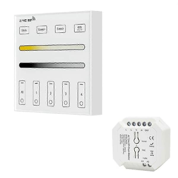 2.4G RF 4 Zone 86 Panel /CCT Smart LED Controller Dual Farvetemperatur Touch Controller til LED Lysstyring