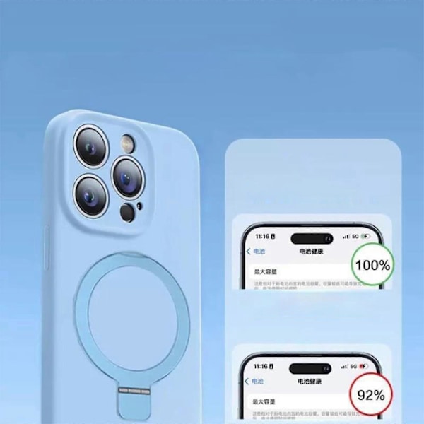 iPhone 15 Pro Max / 15 Ultra -kotelo magneettisella näkymättömällä jalustalla, yhteensopiva MagSafe-laitteiden kanssa, sotilastason pudotussuoja, naarmuuntumaton, iskunkestävä ja sormipidike