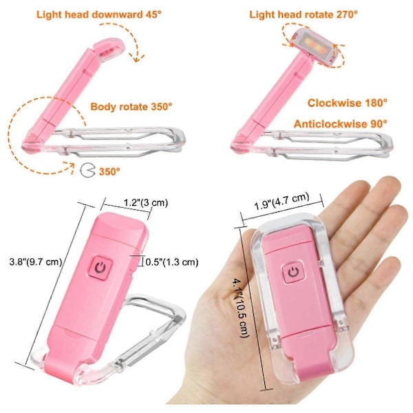 USB Ladattava LED Kirjanmerkki Kirjalamppu Joustava Kirkas Klipsikiinnitteinen Kirjavalo Mini Yövalo Silmille