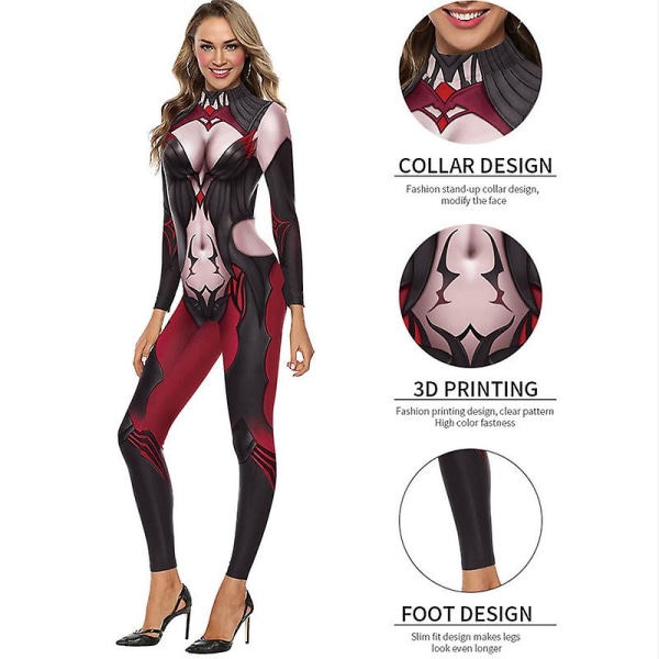 Naisten Halloween Jumpsuit Bodysuit Cosplay 3d COLOR 1 S