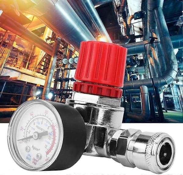 Tryckregulator för kompressor - 1/4 tum tryckreducerare med mätare, EU-standard