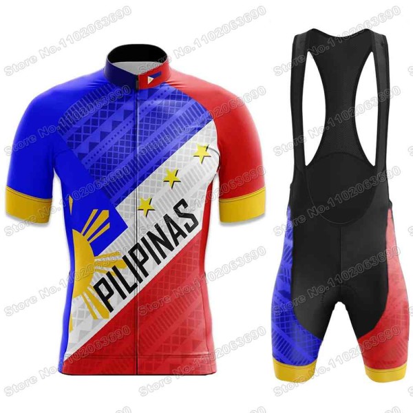 2023 Filippinerne Cykeltrøje Sæt Sommer Pilipinas Cykeltøj Mænd Road Bike Shirt Suit Cykel Bib Shorts MTB Sportswear 1 L