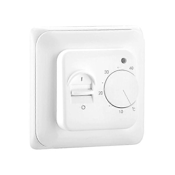 Manuel Elektrisk Gulvvarmetermostat med Sensor AC 220V 16A, Mekanisk Gulvvarmetermostat Regulator, 8,6*8,6*5cm