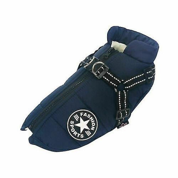 Efterår Vinter Pet Vest Pet Hvalp Hund Kat Varm polstret frakke Sele lynlåsjakke Blue 2XL