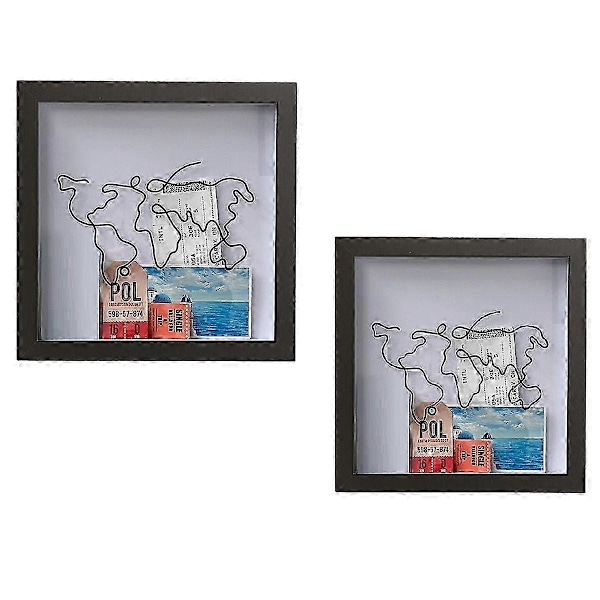 2 STK. Adventure Archive Box, Samleboks til minder, Billet Shadow Box, Opbevaringsboks til billetter, postkort, souvenirs