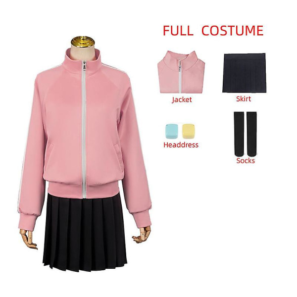 Gotou Hitori Cosplay Bocchi The Rock Gotou Hitori Cosplay Costume Jk Uniform Rosa Jacka Kjol Peruk Kostym Halloween Anime Cosplay XXXL