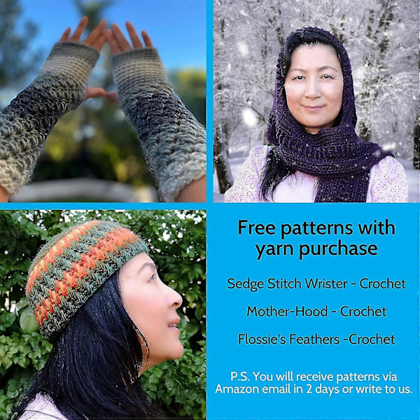 Wool Wonders Självrandande Varierat #4 Medium Tungt Worsted/aran Vikt Tjockt Garn, 30% Australisk Ull Och 70% Akryl, 4 Härvor, 400g/640yds (tran