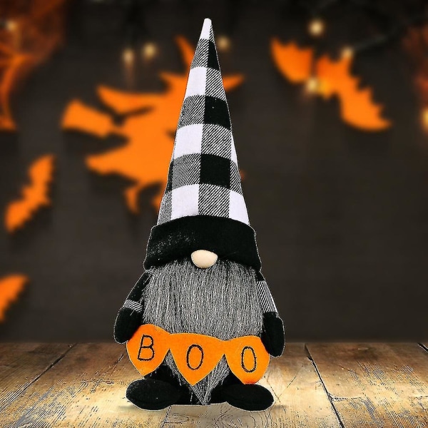 Ansiktsløs Gnome Svensk Dverg Plysj Leketøy Stående Utstoppet Dukke Halloween Gavedekorer Ornamenter Check Hat