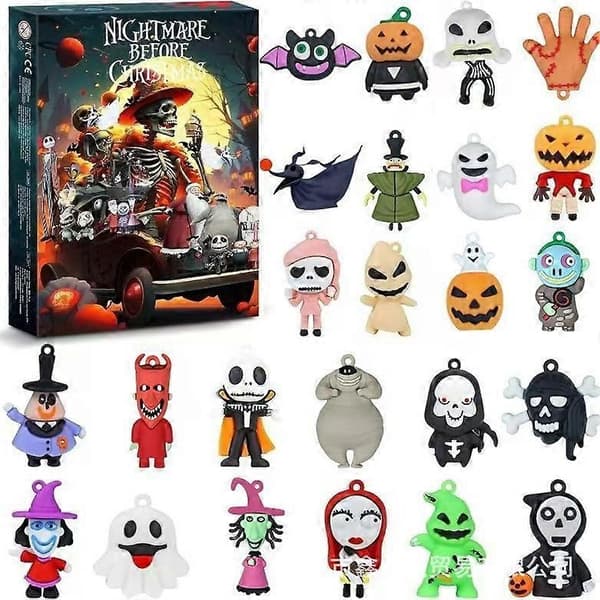 Julkalender Nedräkning Blind Box Halloween Skelett Skräcktema 24 st Överraskande Samlarleksak Presentförpackning A