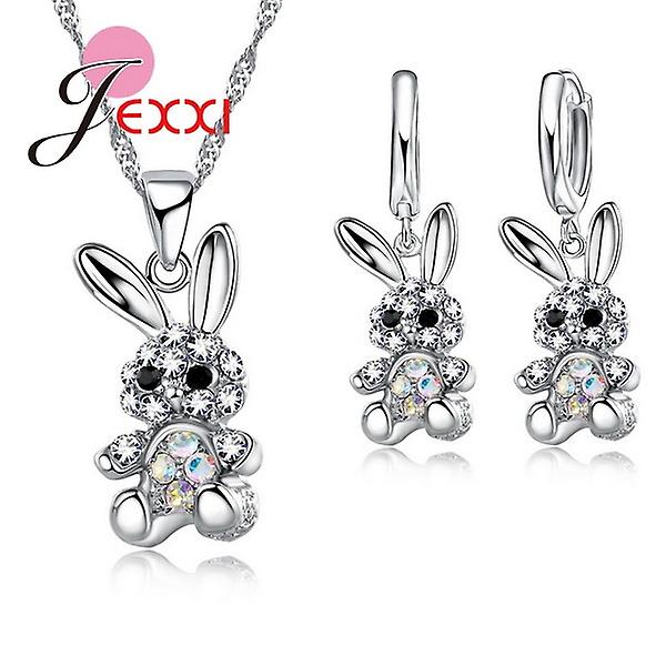Söt kanin design tecknad smycken set för kvinnor Hot Cz Diamond