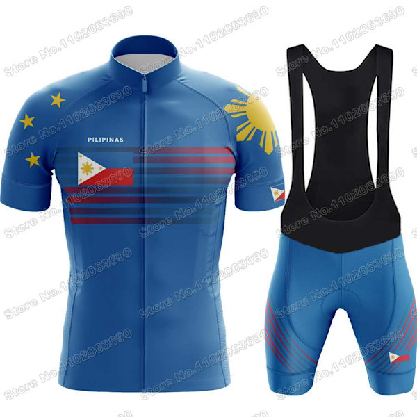 2023 Filippiinit Pyöräilyneulesetti Kesä Pilipinas Pyöräilyvaatteet Set Maantiepyöräpaita Puku Pyörälappu shortsit MTB Urheiluvaatteet 1 4XL