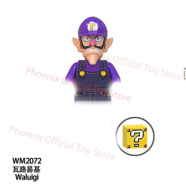 8 stk/sett Super Mario Bros byggeklosser Waluigi Yoshi Princess Peach Wario Luigi Action Figur Murstein Modell Leke Barn Gaver