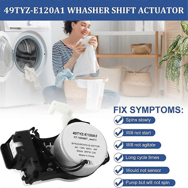 W10913953 49tyz-E120a1 Vaskemaskin Skifteaktuator for Vaskemaskindeler Erstatter W10597177 AP6037270