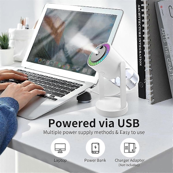 Stjärnklar Himmels Luftfuktare USB-driven Skrivbordsprojektion Skakande Huvuden Luftfuktare för Sovrum Bil Kontor 280ML Rosa