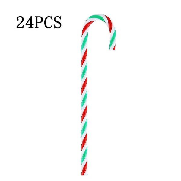 24 stk Juleplast Candy Cane Juletrehengende ornamenter Juletrepynt til juleferie Nyttårsaften Hjemmeinnredning Festgave