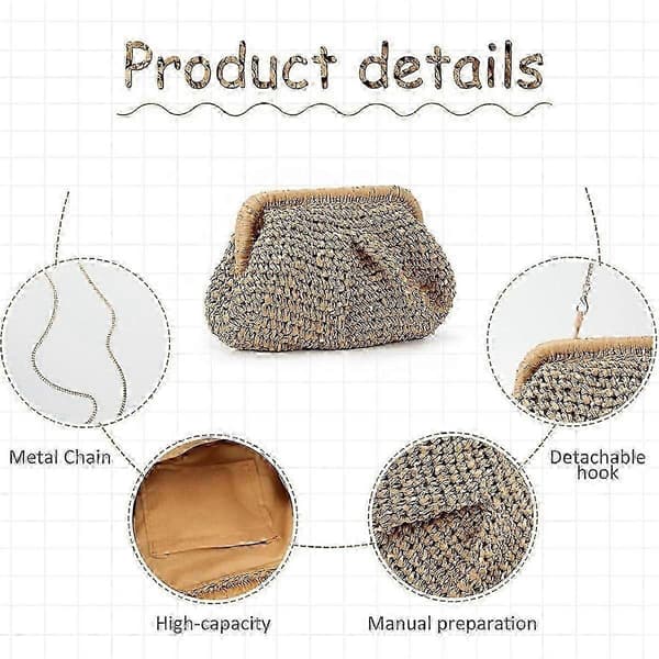 Stråpung til kvinder - Cloud Dumpling Pouch Crossbody Skuldertaske til sommerstrand