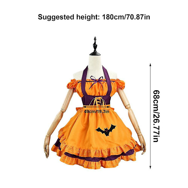 Brodeerattu Pumpkin Maid -asu Anime Cosplay Brodeerattu puku Ranskalainen piika- set Halloween-mekkoasu Purple 3XL