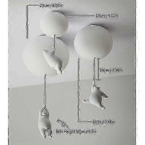 Taklampa för Barn Vit Akryl Lampskärm, Kreativ Isbjörn Taklampa Modern Tecknad Dekor Lampa Armatur Inomhusbelysning för Pojke Flicka Sovrum