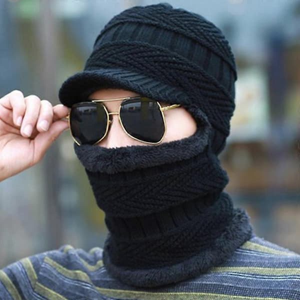 Vinterstickad Balaclava Mössa Termisk Cykel Skimask, Mörkblå