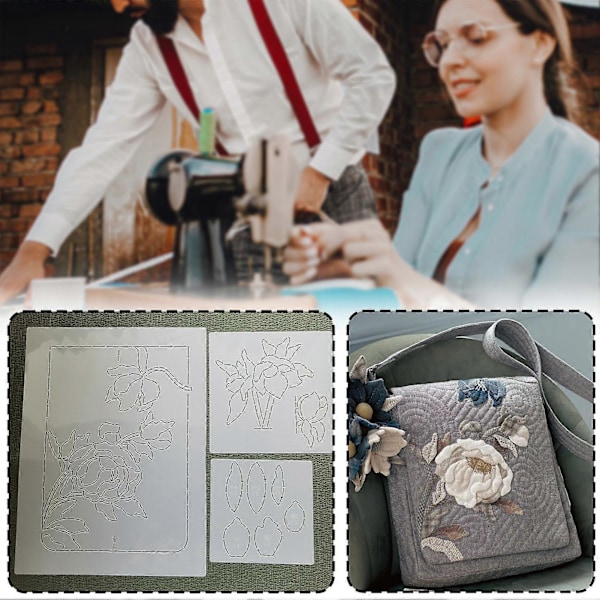 Klassiske broderimaler i plast DIY blomstermønster skulderveske gjenbrukbar tegnesjablong for DIY håndverk kunst