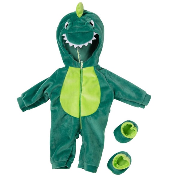 Søte dukkeklær Sying Flamingo Unicorn Giraffe Dinosaur Costume Worker Jumpsuit Onesie Dinosaur