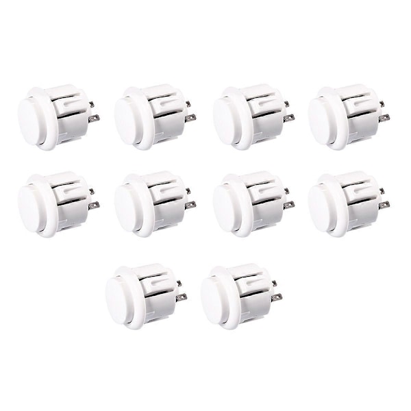 10 stk. Arcade Knapper 24mm Responsive Arcade Knapper Hvid