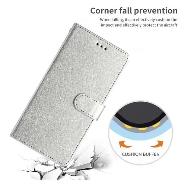 Læder Flip Cover til Samsung Galaxy A36 5G med Magnetlukning - Sølv