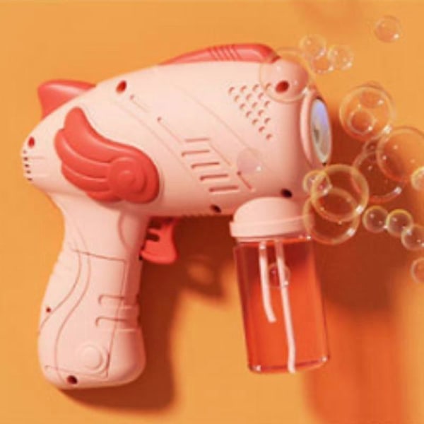 Elektrisk bubbelmaskin, tillverkad av plast, rosa färg, storlek 15x15x6,5 cm (5,91x5,91x2,56 tum)