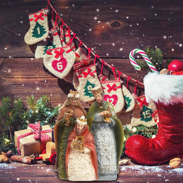 Julekrybbe Dekoration med Den Hellige Familie Julefigurer til Juledekorationer Religiøs Figur