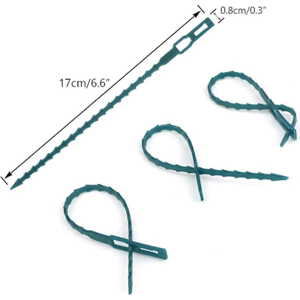 200 stk. 17 cm justerbare planteklips, fleksible planteklips, grøn