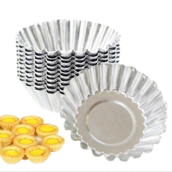 80 stk. Sølvfarget Aluminium Egg Tart Form Muffins Kakeform Kakeform Fôret Form Blikk Baki