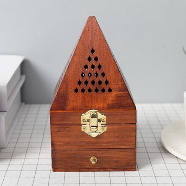 Træ Agarwood Sandeltræ Æske Brænder Brænder Antik Aromaterapi Brænder Pyramide Hul Æske
