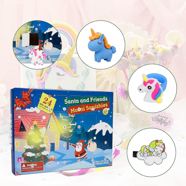 Jule-adventskalender for jenter 2023 Xmas Countdown-kalender 24-dagers Unicorn Calendar Blind Box