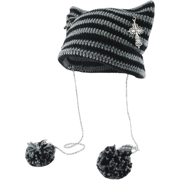 Grunge Beanies Hekle strikkede luer For kvinner Jenter Fox Cat Ear Goth Emo Alt Y2k Tilbehør Grunge klær