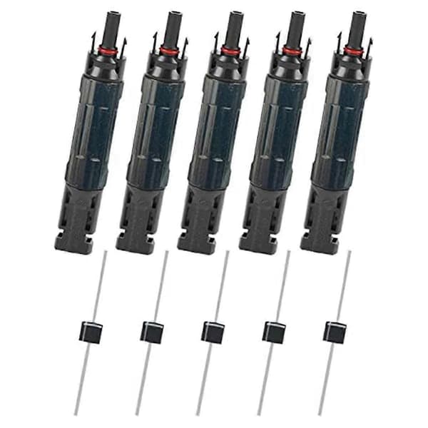 5 stk. PV solpanelstik han/hun 30A indbygget diode inline sikring solcelleledningsstik Wat