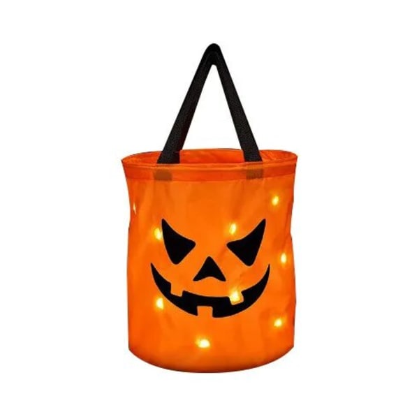 LED-valo Halloween temppu tai herkku ämpäri kurpitsa karkkipussit kokoontaitettava Halloween kori kiitospäiväjuhliin lahjakori tooth