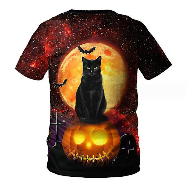 Black Cat Halloween Pumpkin Fun Unisex T-paita miehille, naisille CAT PATTERN S