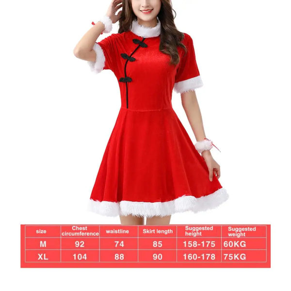 Nissekjole Rød kjole med fuskepelskant Fru julenissekostyme Juleantrekk til cosplay sceneopptreden separate bodysuit