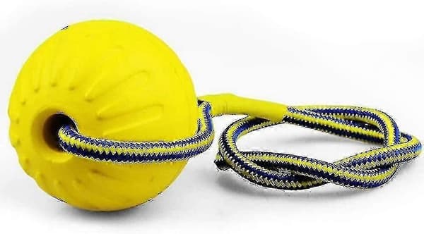 Kastebold, Gummihundebold med Elastisk Reb, Hundelegetøjsbold (gul)