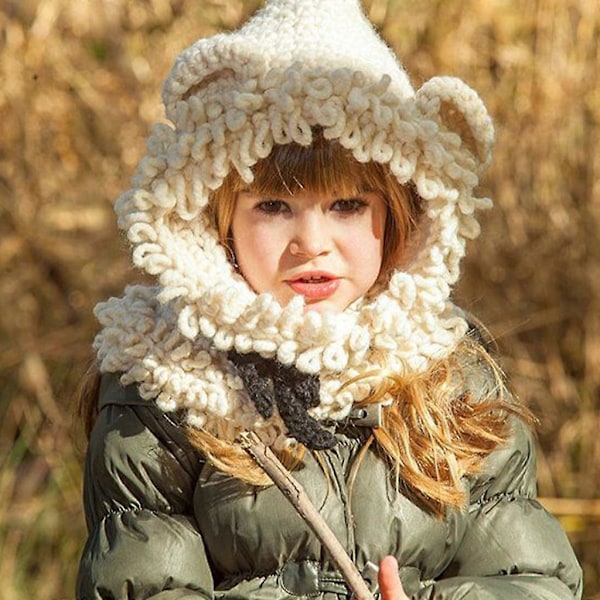 Varm Stickad Halsduk Luva Stickad Öronlapp Hatt Baby Småbarn Barn Vinterhattar Ull Öronlapp Luva Halsdukar Skull Cap Vuxen Present Beige Khaki Tofs